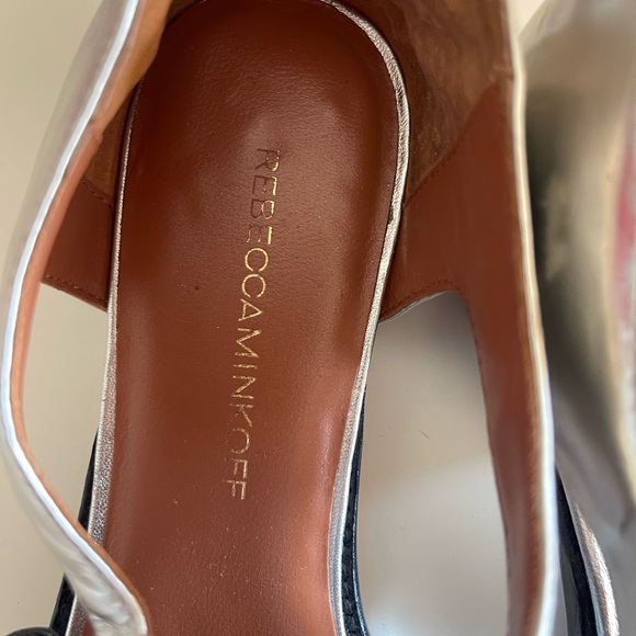 Rebecca Minkoff Silver Leather Loafers Oxford flats Cutout sides 7.5 chic - Picture 13 of 16